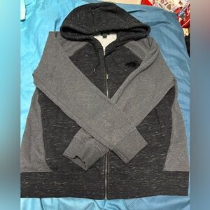 ROOTS HEATHER BLACK/GREY ZIP UP HOODED SWEATER